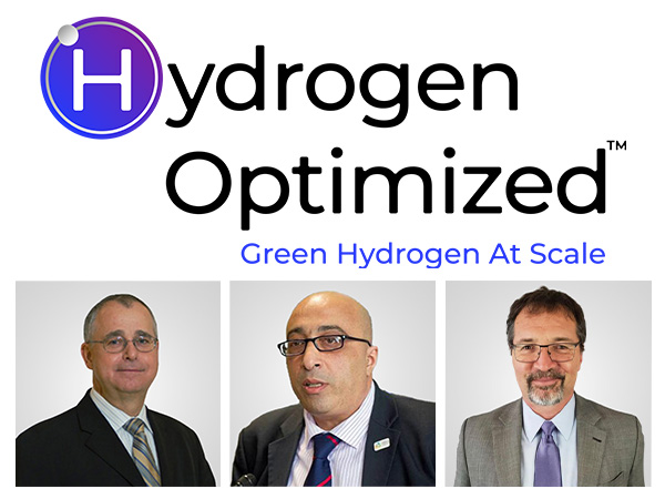 The Hydrogen Optimized logo above headshots of the Scientific Advisory Board: Dr. Gregory Jerkiewicz, Dr. Bruno Pollet, and Dr. Pavel Gris.
