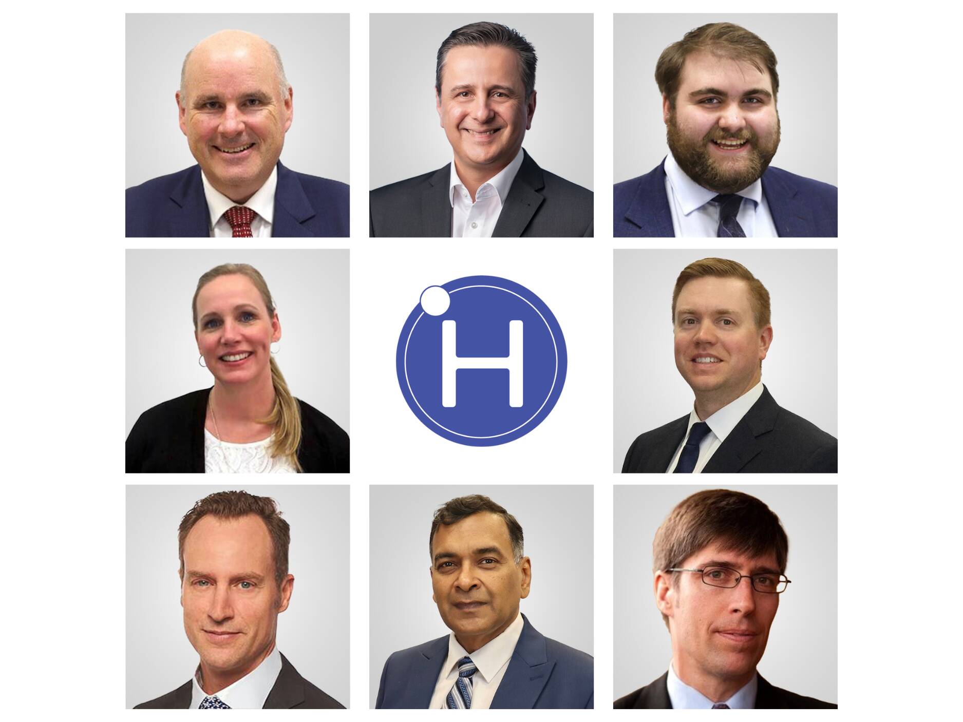 Headshots of the Hydrogen Optimized Management Team surrounding the Hydrogen Optimized 